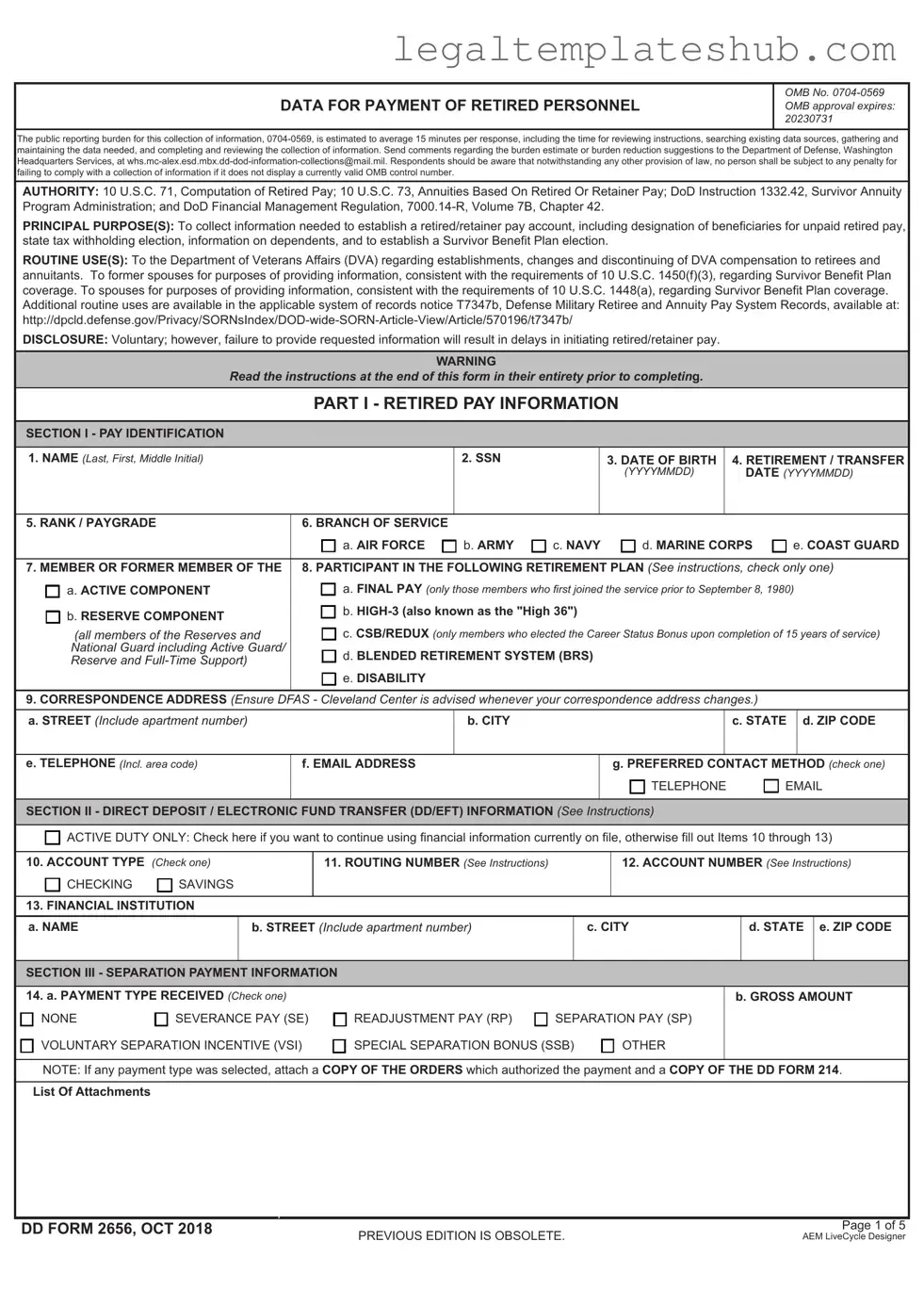 Blank DD 2656 PDF Form