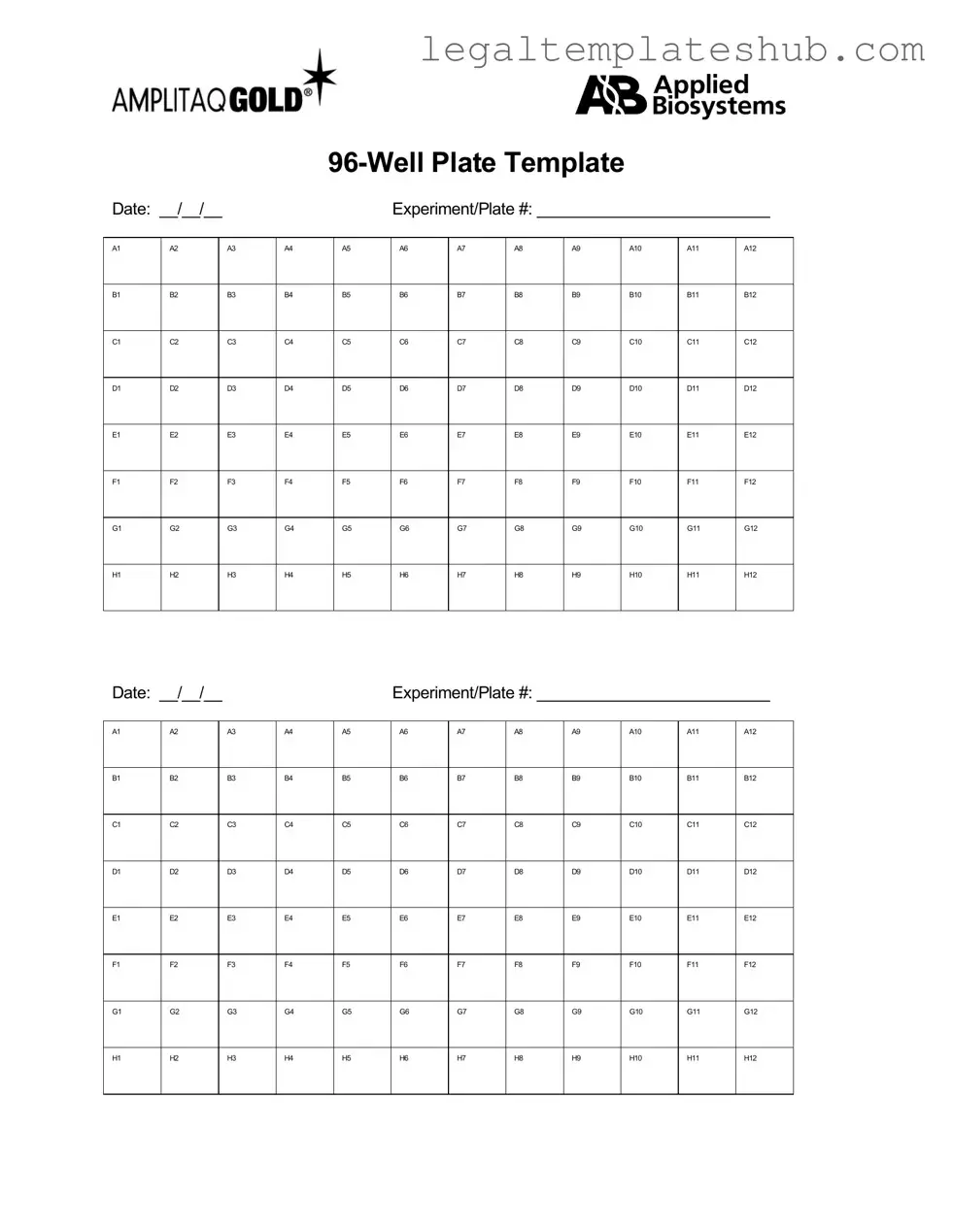 Blank 96 Well PDF Form