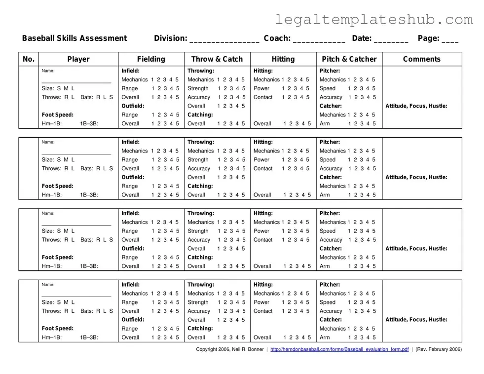 Blank Baseball Assessment PDF Form