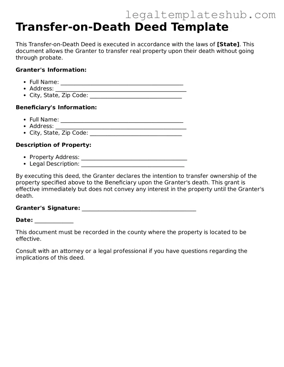Printable Transfer-on-Death Deed Template