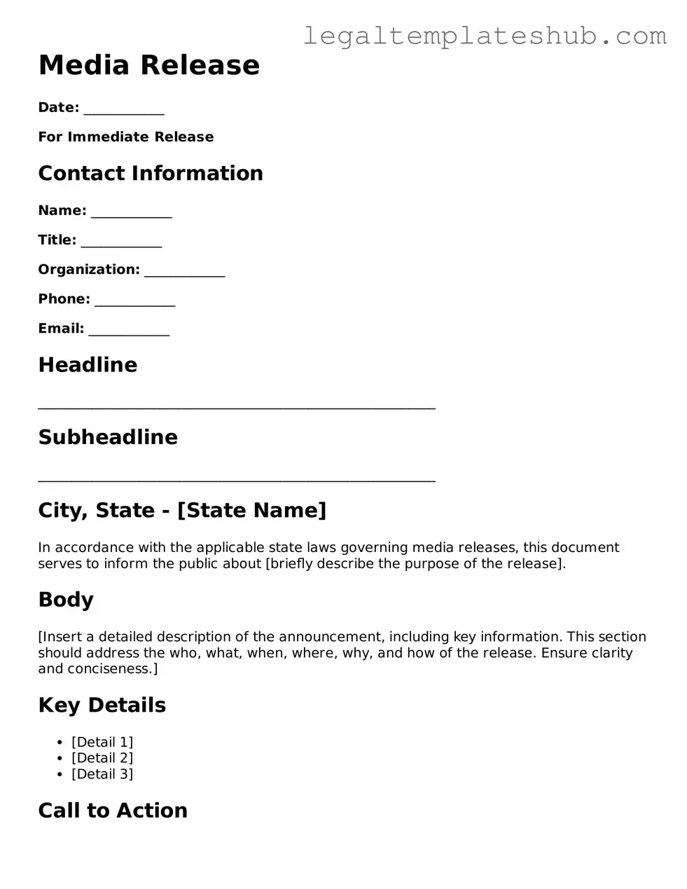 Printable Media Release Template