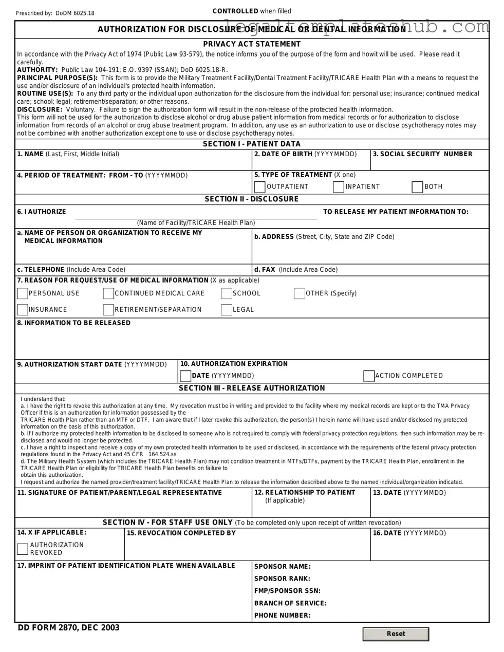 Blank DD 2870 PDF Form