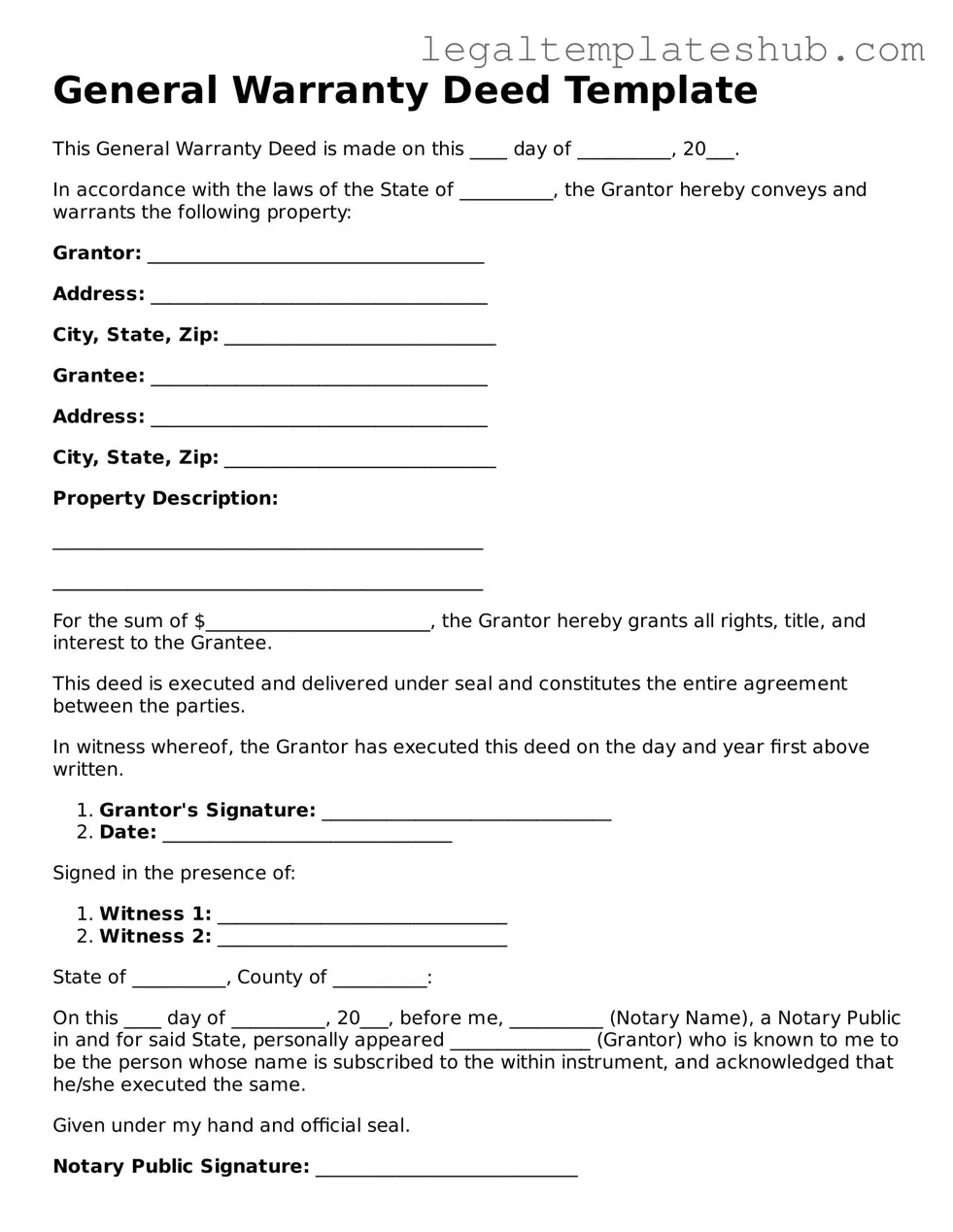 Printable Deed Template