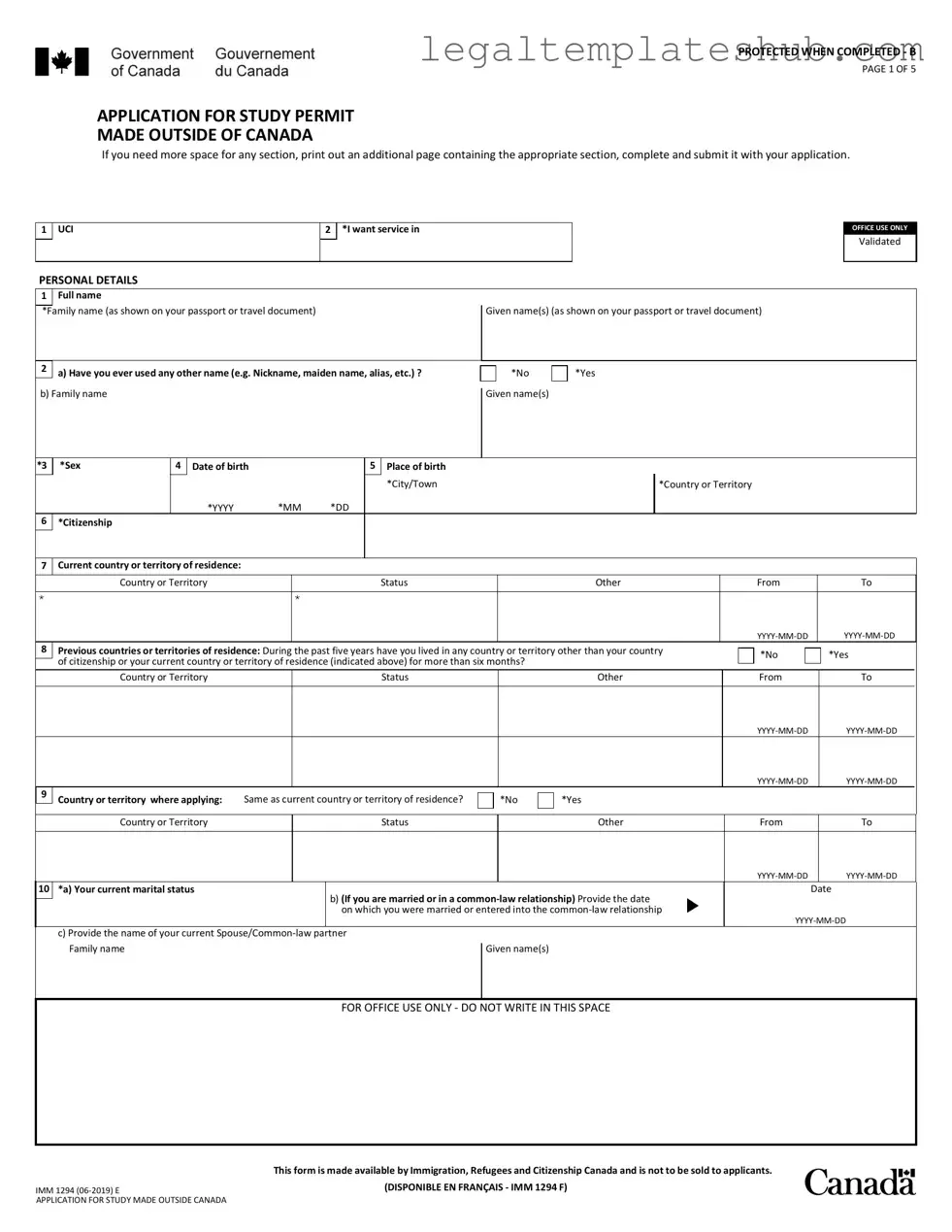 Blank Imm 1294 PDF Form