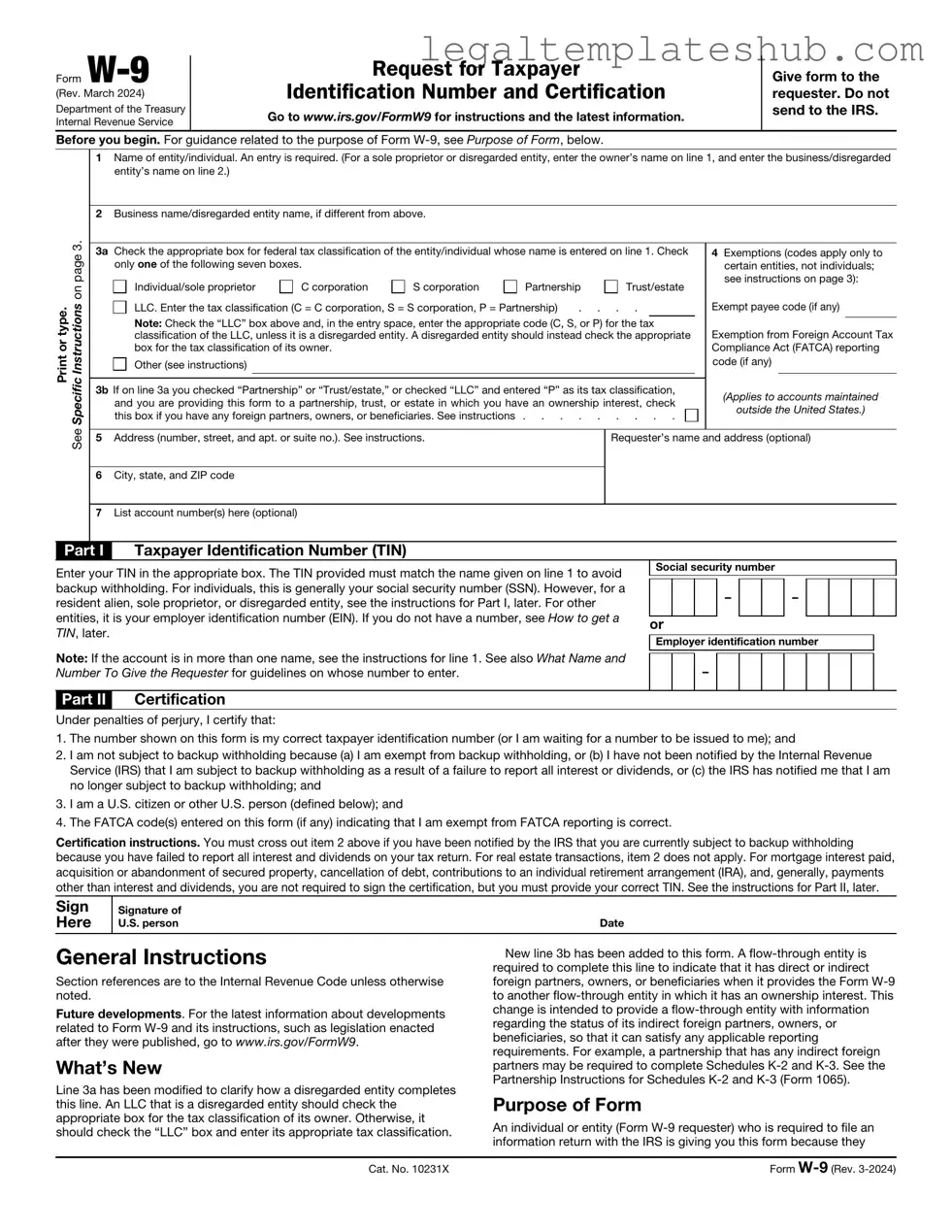 Blank IRS W-9 PDF Form