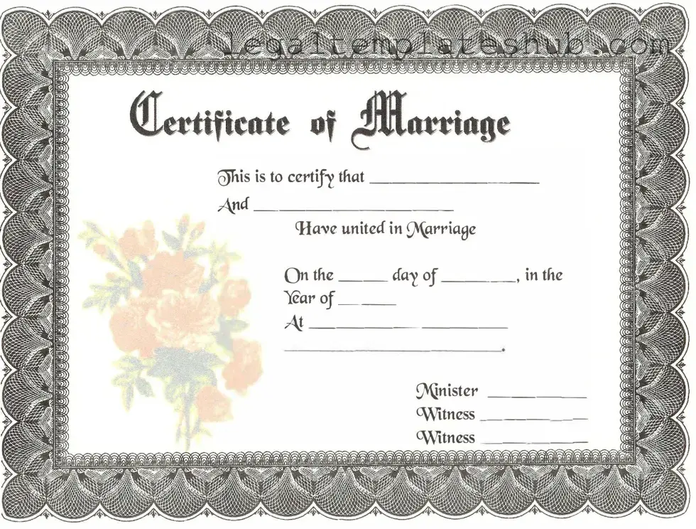 Blank Marriage Certificate PDF Form