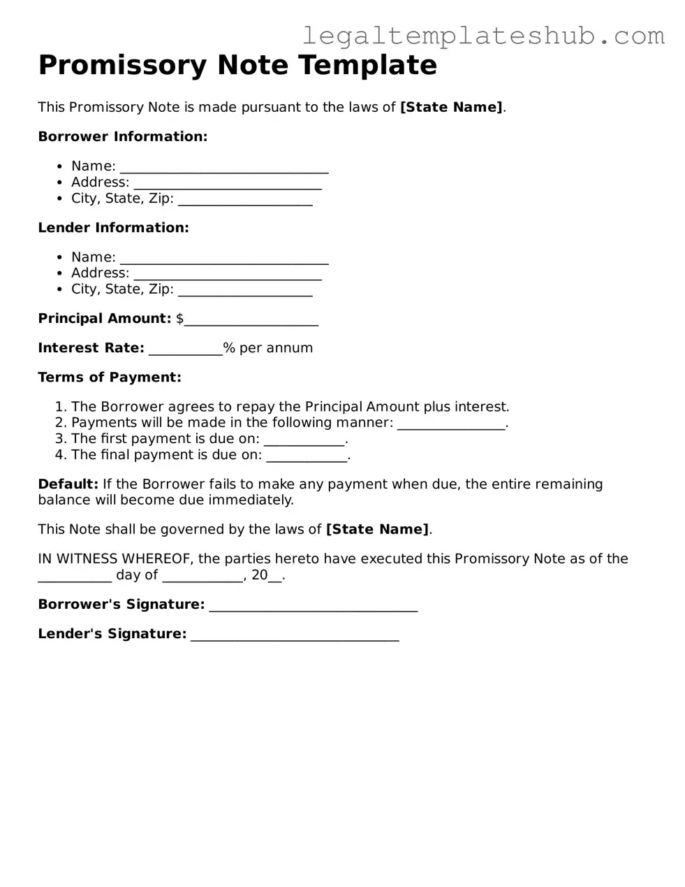 Printable Promissory Note Template