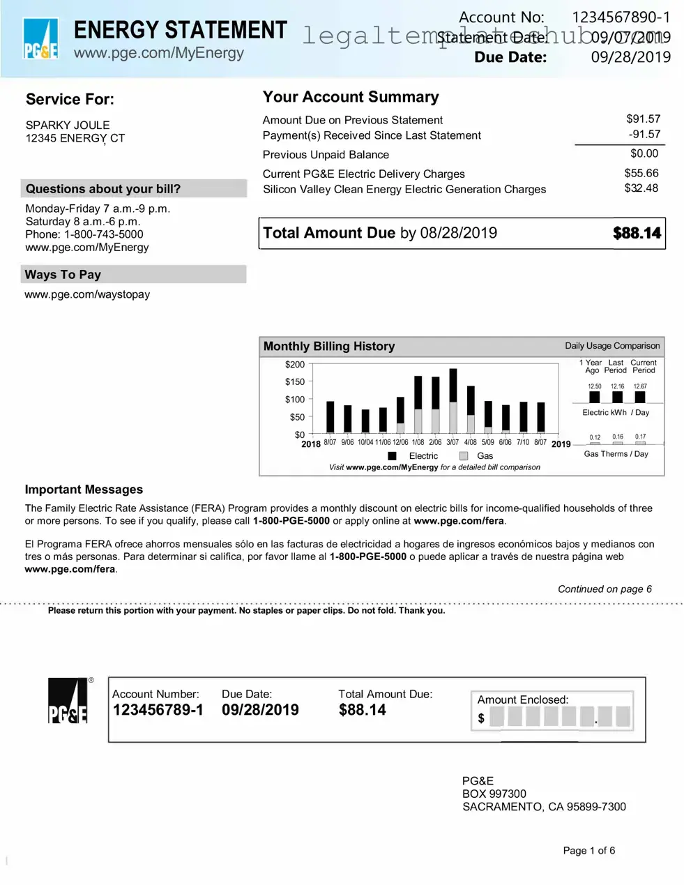Blank Utility Bill PDF Form
