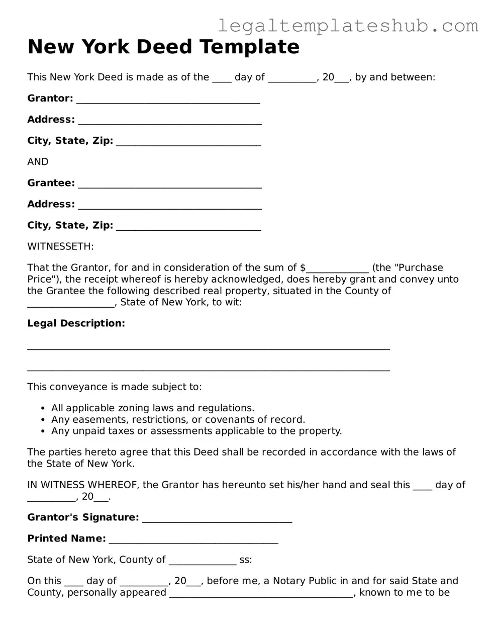 Printable Deed Document for New York