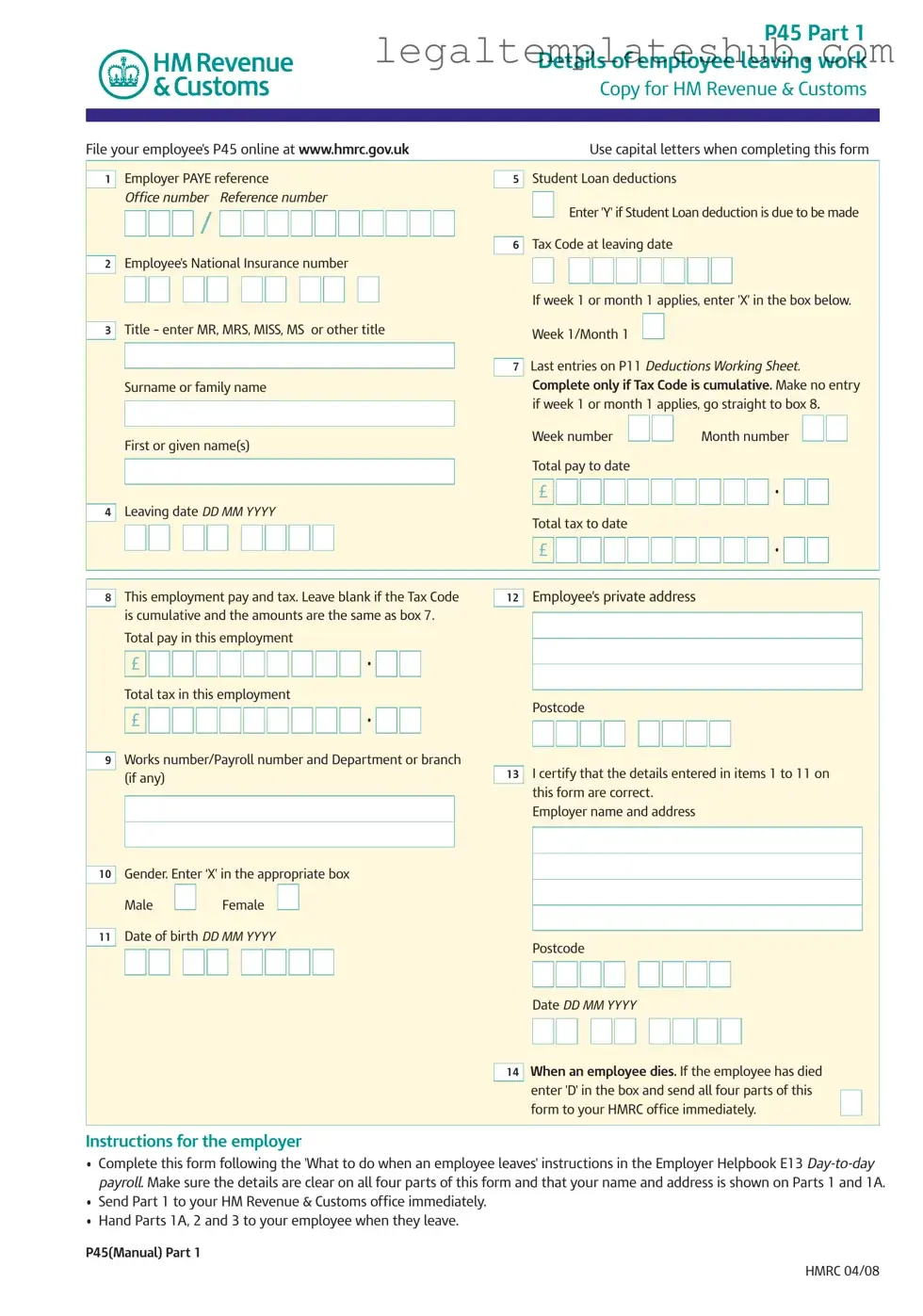 Blank P 45 It PDF Form