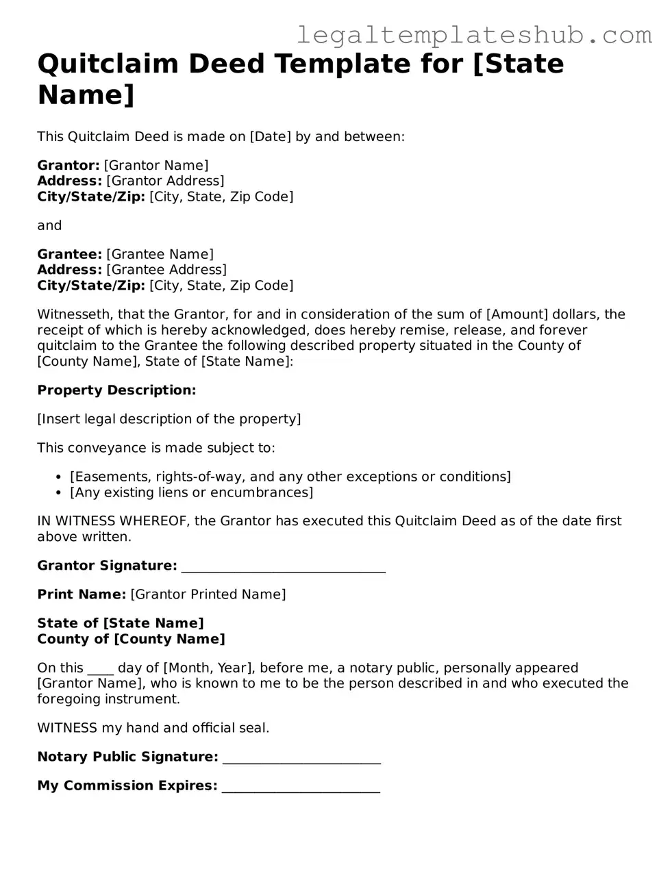 Printable Quitclaim Deed Template