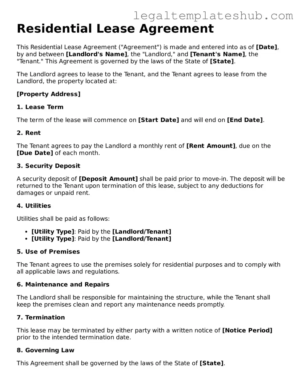 Printable Lease Agreement Template