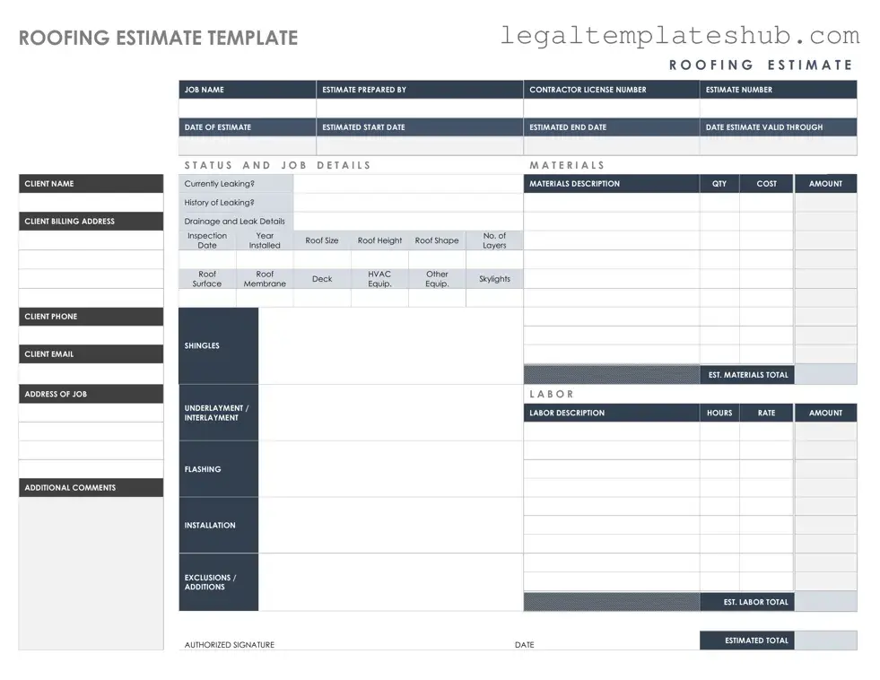 Blank Roofing Estimate PDF Form
