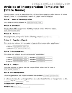 Printable Articles of Incorporation Template