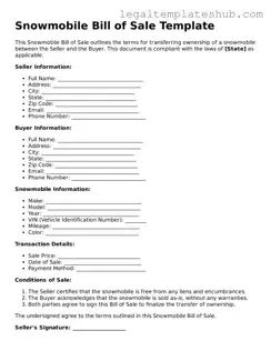 Printable Snowmobile Bill of Sale Template