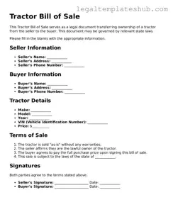 Printable Tractor Bill of Sale Template