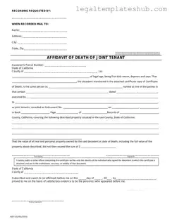 Blank California Death of a Joint Tenant Affidavit PDF Form
