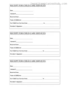 Blank Childcare Receipt PDF Form