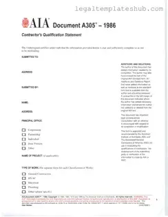 Blank AIA A305 PDF Form