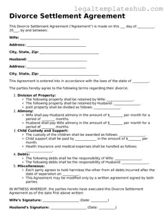 Printable Divorce Settlement Agreement Template