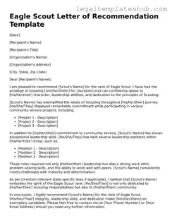 Printable Eagle Scout Letter of Recommendation Template