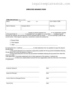 Blank Employee Advance PDF Form