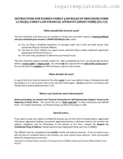 Blank Florida Financial Affidavit Short 12.902(b) PDF Form
