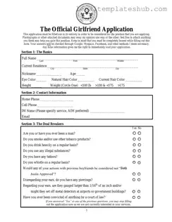 Blank Girlfriend Application PDF Form