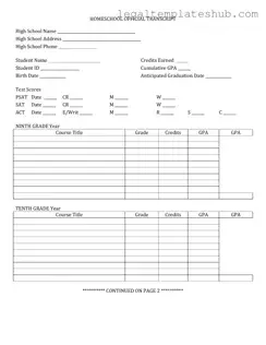 Blank High School Transcript PDF Form