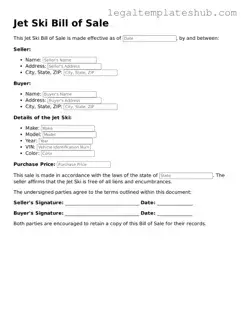 Printable Jet Ski Bill of Sale Template