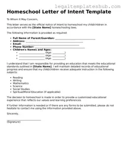 Printable Homeschool Letter of Intent Template