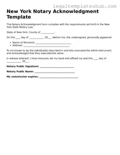 Printable  Notary Acknowledgement Document for New York