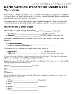 Printable  Transfer-on-Death Deed Document for North Carolina