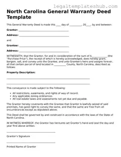 Printable  Deed Document for North Carolina
