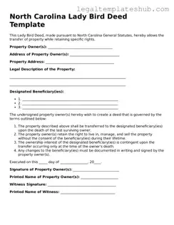 Printable  Lady Bird Deed Document for North Carolina