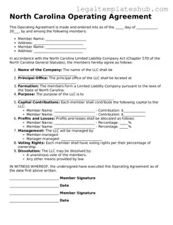 Printable  Operating Agreement Document for North Carolina