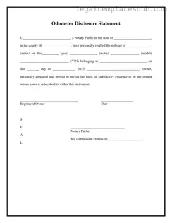 Blank Notarized Odometer Statement PDF Form