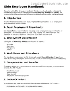 Printable  Employee Handbook Document for Ohio