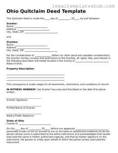 Printable  Quitclaim Deed Document for Ohio