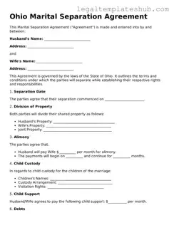 Printable  Marital Separation Agreement Document for Ohio