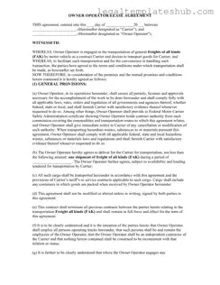 Blank Owner Operator Lease Agreement PDF Form