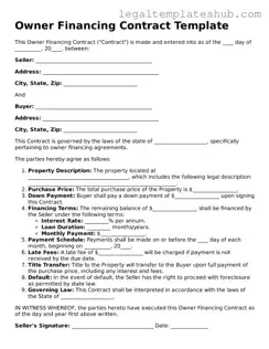 Printable Owner Financing Contract Template