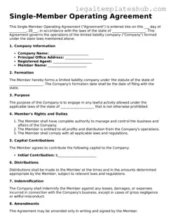 Printable Single-Member Operating Agreement Template