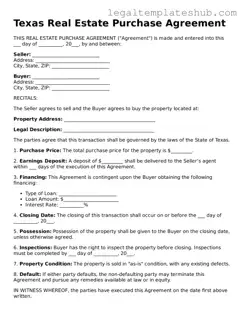 Printable  Real Estate Purchase Agreement Document for Texas