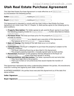 Printable  Real Estate Purchase Agreement Document for Utah