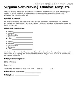 Printable  Self-Proving Affidavit Document for Virginia