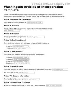 Printable  Articles of Incorporation Document for Washington
