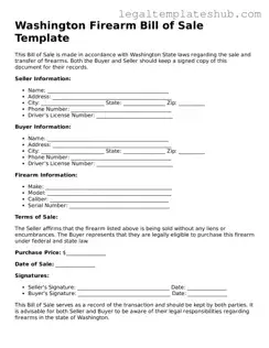 Printable  Firearm Bill of Sale Document for Washington