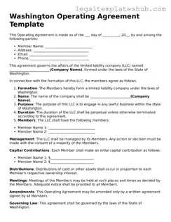 Printable  Operating Agreement Document for Washington