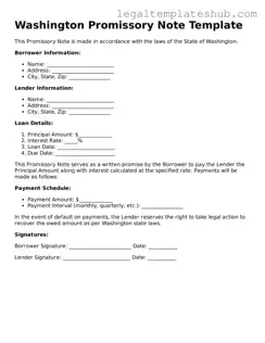 Printable  Promissory Note Document for Washington